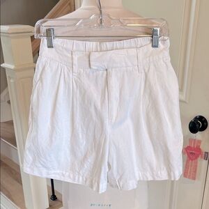 White Linen Elastic Back Shorts